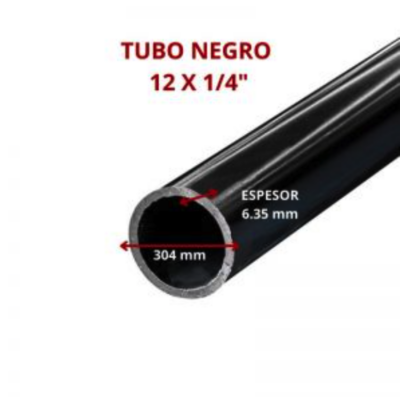 TUBO NEGRO ESTRUCT. 6.10 MT 12 X 1/4 304 MM